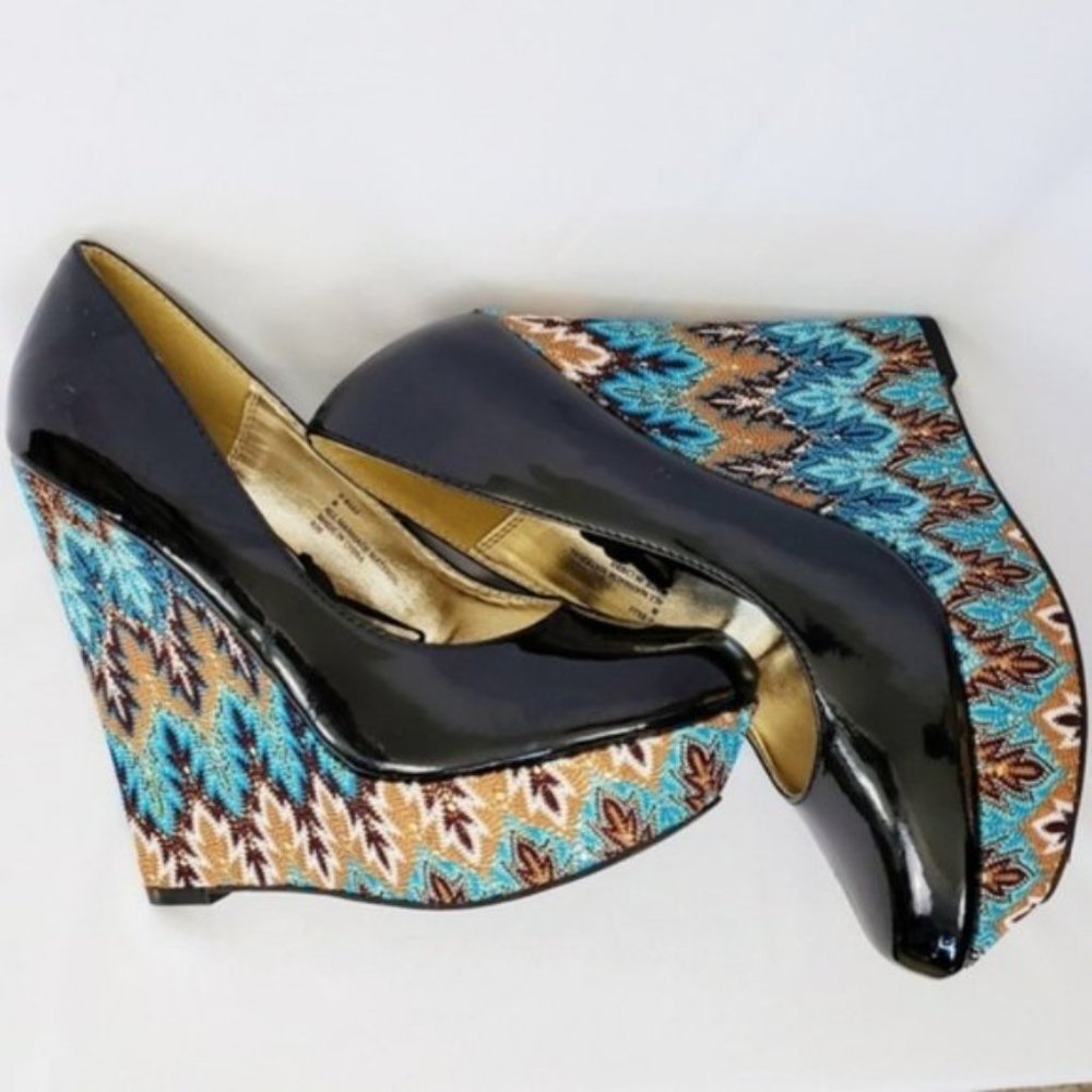 Steve Madden Zigzag Platform Wedge Pumps Size 8